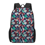 Watercolor Bowling Theme Pattern Print 17 Inch Backpack