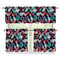 Watercolor Bowling Theme Pattern Print 3 Piece Kitchen Curtains