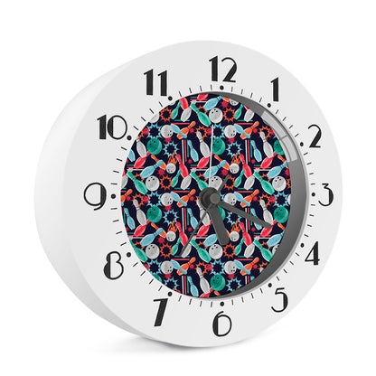 Watercolor Bowling Theme Pattern Print Alarm Clock