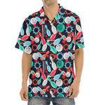 Watercolor Bowling Theme Pattern Print Aloha Shirt
