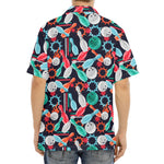 Watercolor Bowling Theme Pattern Print Aloha Shirt