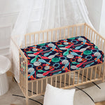 Watercolor Bowling Theme Pattern Print Baby Crib Sheet
