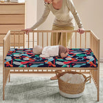 Watercolor Bowling Theme Pattern Print Baby Crib Sheet