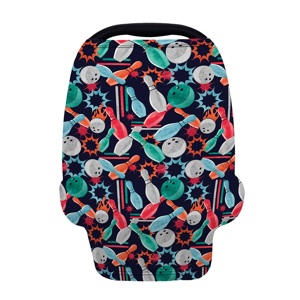 Watercolor Bowling Theme Pattern Print Baby Seat Cover