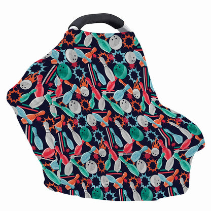 Watercolor Bowling Theme Pattern Print Baby Seat Cover