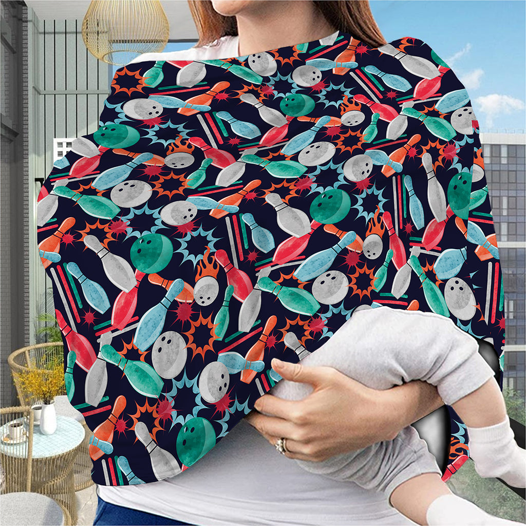 Watercolor Bowling Theme Pattern Print Baby Seat Cover