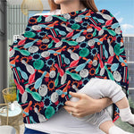 Watercolor Bowling Theme Pattern Print Baby Seat Cover