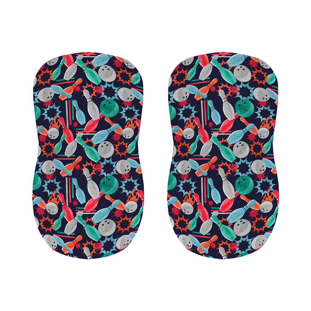 Watercolor Bowling Theme Pattern Print Bar Stool Covers
