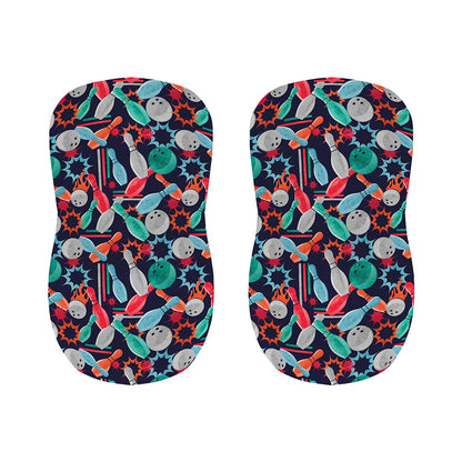 Watercolor Bowling Theme Pattern Print Bar Stool Covers