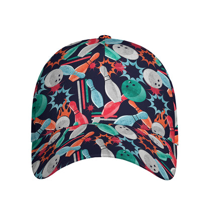 Watercolor Bowling Theme Pattern Print Baseball Cap