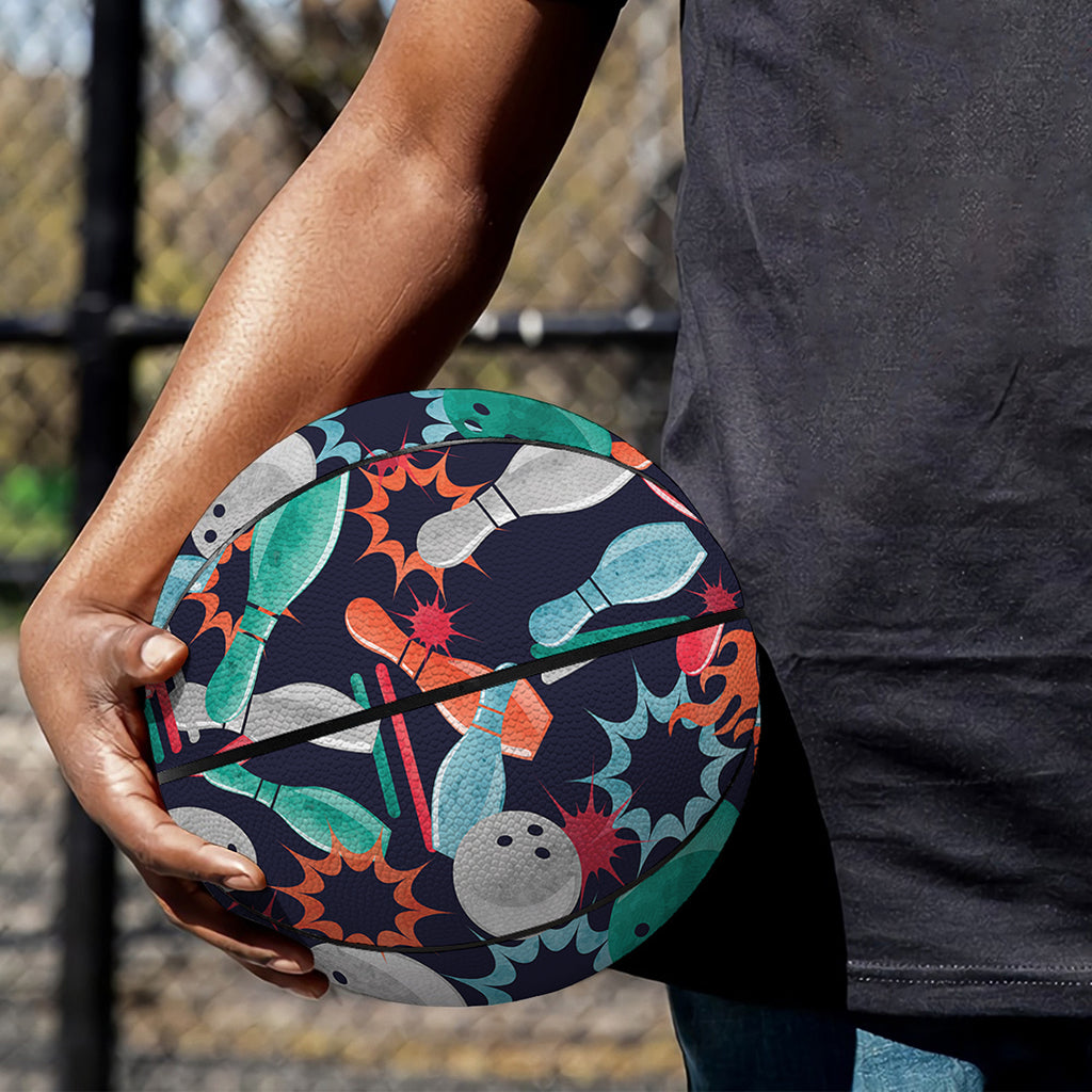 Watercolor Bowling Theme Pattern Print Basketball