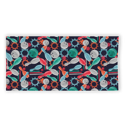 Watercolor Bowling Theme Pattern Print Beach Towel