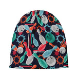 Watercolor Bowling Theme Pattern Print Beanie