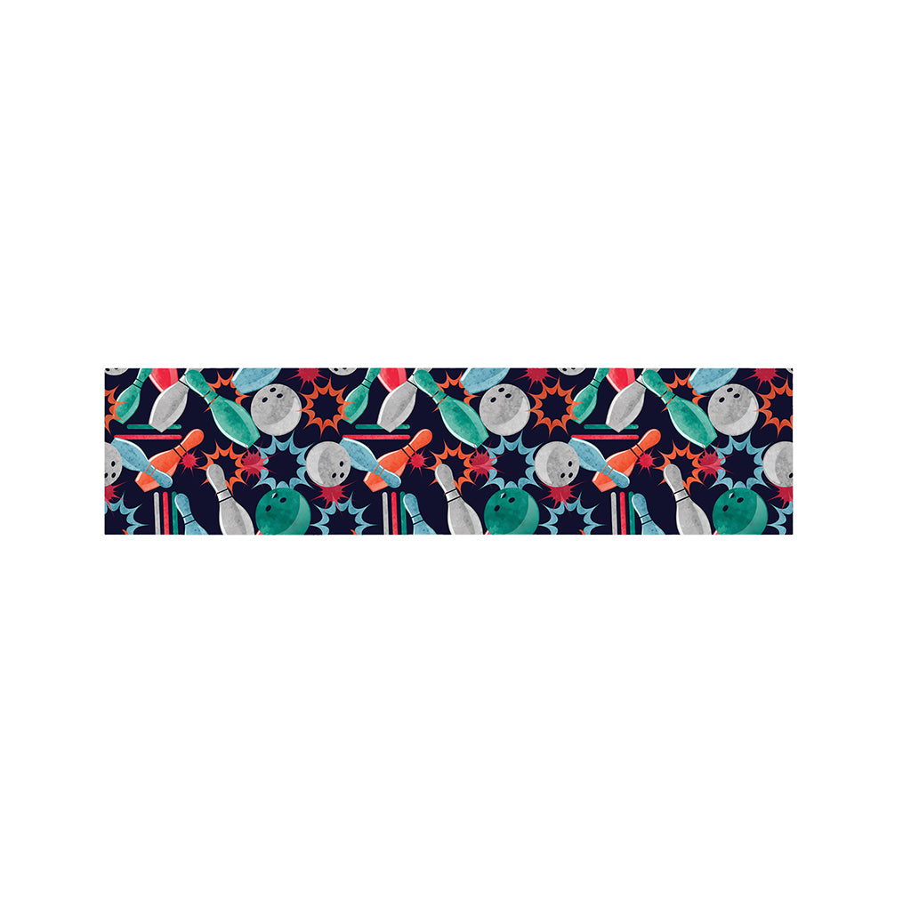 Watercolor Bowling Theme Pattern Print Bed Runner