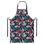 Watercolor Bowling Theme Pattern Print Bib Apron With Pocket