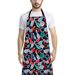 Watercolor Bowling Theme Pattern Print Bib Apron With Pocket