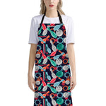 Watercolor Bowling Theme Pattern Print Bib Apron With Pocket