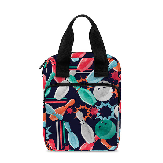 Watercolor Bowling Theme Pattern Print Bible Tote Bag