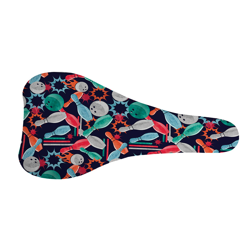 Watercolor Bowling Theme Pattern Print Bicycle Seat Cover