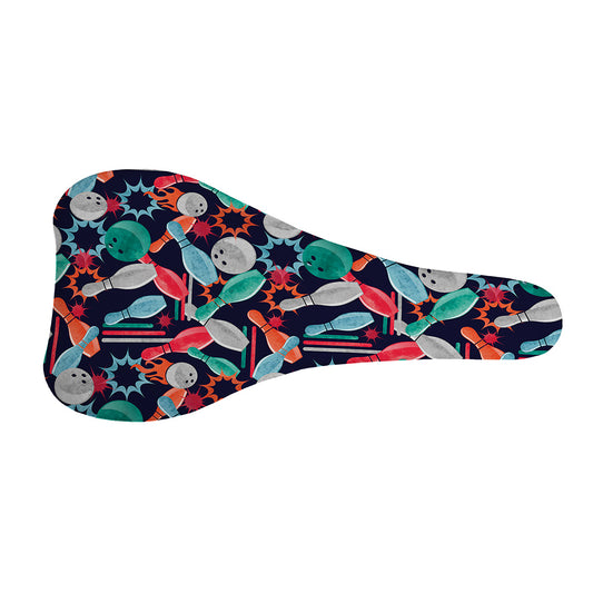 Watercolor Bowling Theme Pattern Print Bicycle Seat Cover