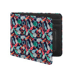 Watercolor Bowling Theme Pattern Print Bifold Wallet