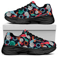 Watercolor Bowling Theme Pattern Print Black Chunky Shoes