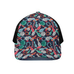Watercolor Bowling Theme Pattern Print Black Mesh Trucker Cap