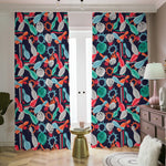 Watercolor Bowling Theme Pattern Print Blackout Pencil Pleat Curtains