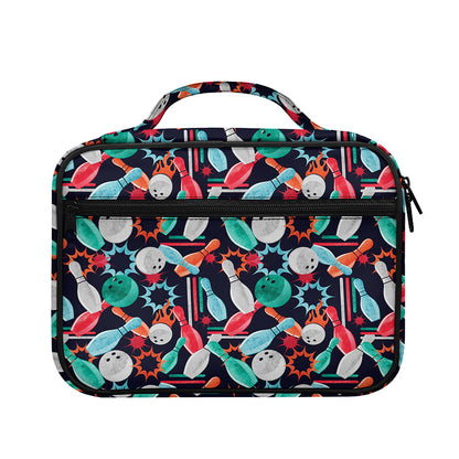 Watercolor Bowling Theme Pattern Print Briefcase Bible Bag