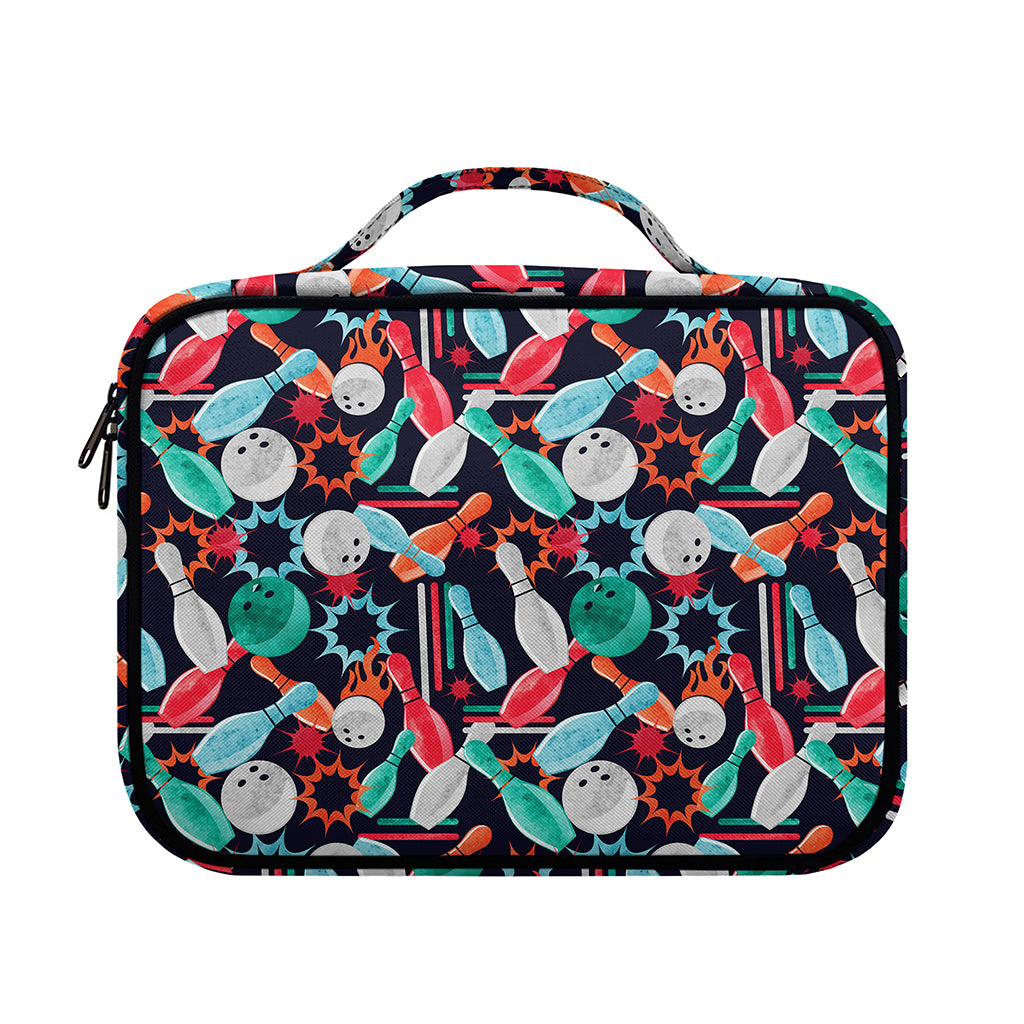 Watercolor Bowling Theme Pattern Print Briefcase Bible Bag