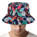 Watercolor Bowling Theme Pattern Print Bucket Hat