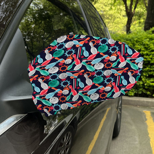 Watercolor Bowling Theme Pattern Print Car Side Mirror Covers