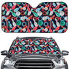 Watercolor Bowling Theme Pattern Print Car Windshield Sun Shade