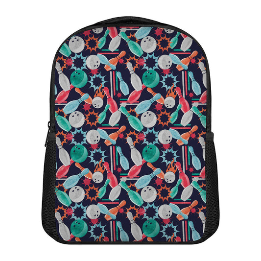 Watercolor Bowling Theme Pattern Print Casual Backpack