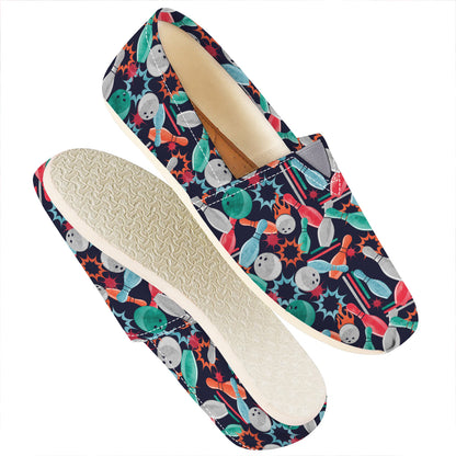 Watercolor Bowling Theme Pattern Print Casual Shoes