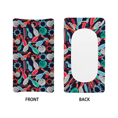 Watercolor Bowling Theme Pattern Print Changing Pad Cover