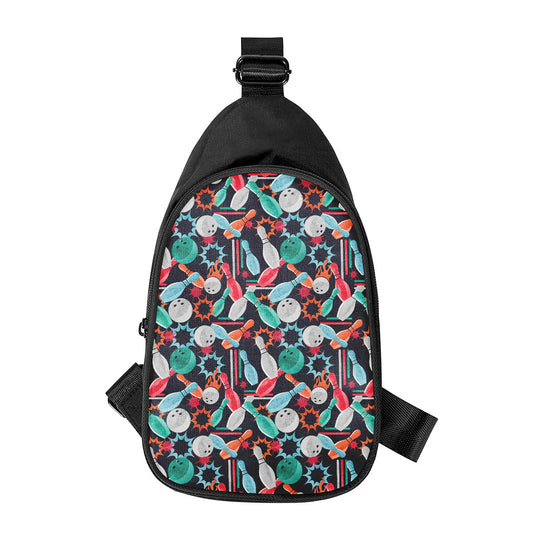 Watercolor Bowling Theme Pattern Print Chest Bag