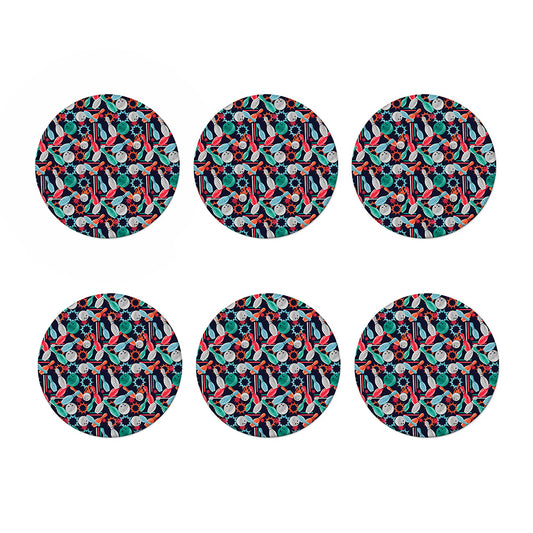 Watercolor Bowling Theme Pattern Print Coaster Set