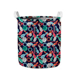 Watercolor Bowling Theme Pattern Print Collapsible Laundry Basket