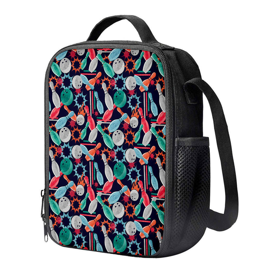 Watercolor Bowling Theme Pattern Print Crossbody Lunch Bag