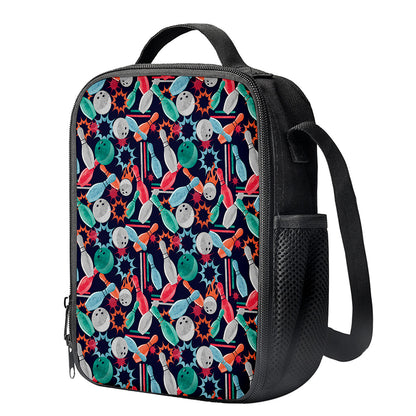 Watercolor Bowling Theme Pattern Print Crossbody Lunch Bag