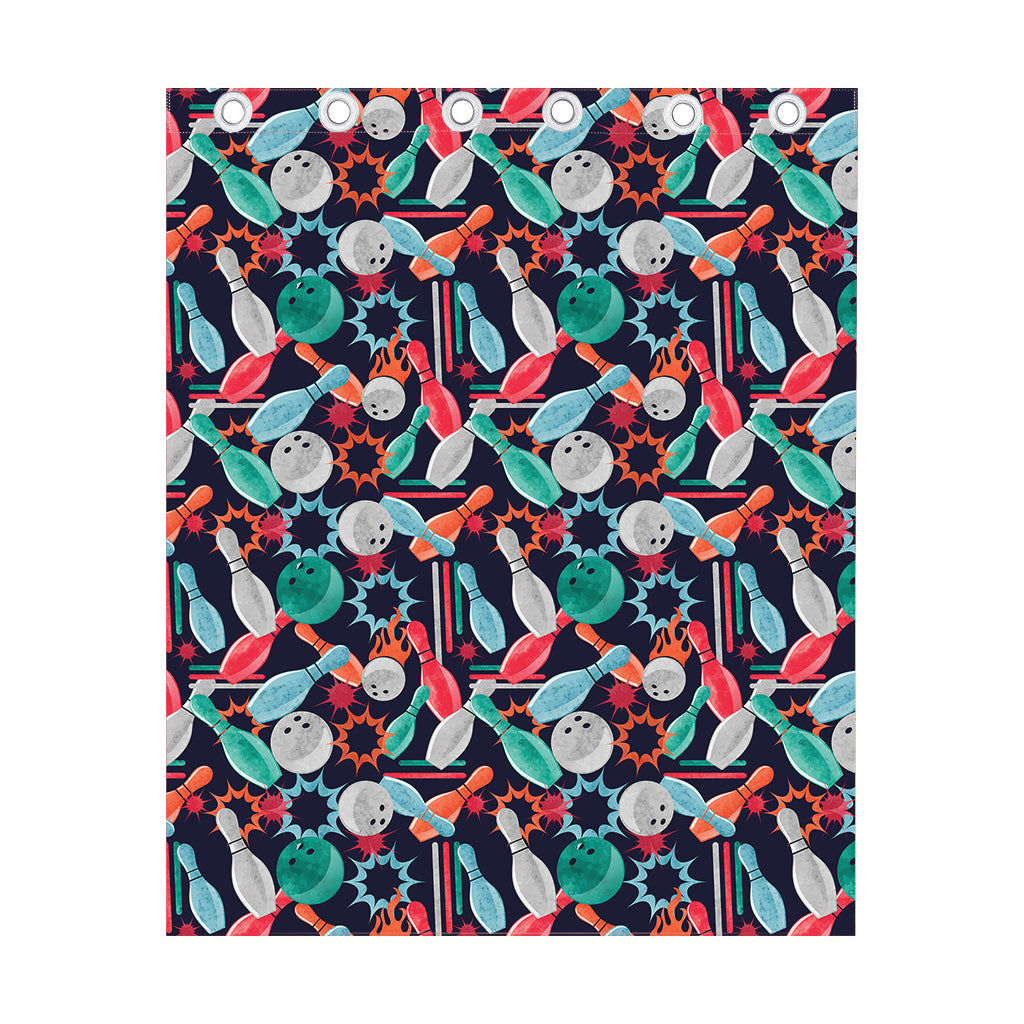 Watercolor Bowling Theme Pattern Print Curtain