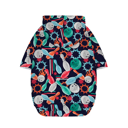 Watercolor Bowling Theme Pattern Print Dog Zip Up Hoodie
