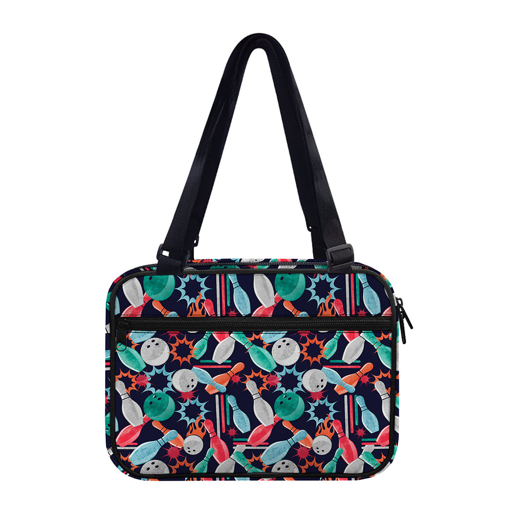Watercolor Bowling Theme Pattern Print Double Strap Bible Bag