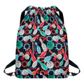 Watercolor Bowling Theme Pattern Print Drawstring Backpack