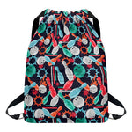 Watercolor Bowling Theme Pattern Print Drawstring Backpack