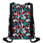 Watercolor Bowling Theme Pattern Print Drawstring Backpack