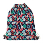 Watercolor Bowling Theme Pattern Print Drawstring Bag