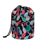 Watercolor Bowling Theme Pattern Print Drawstring Makeup Bag