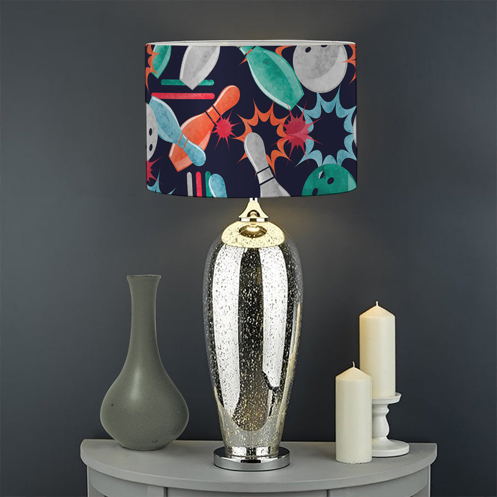 Watercolor Bowling Theme Pattern Print Drum Lamp Shade